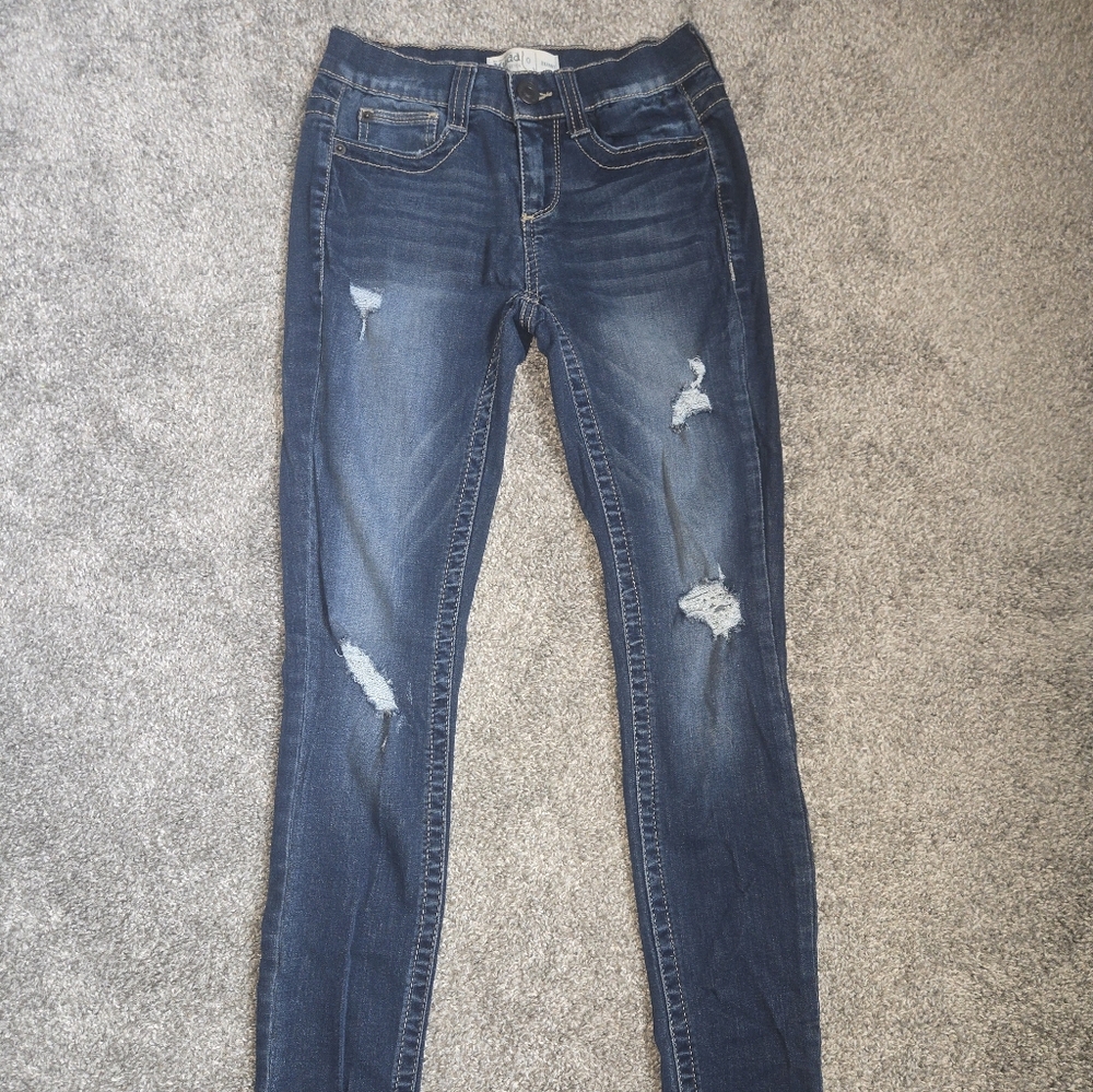 Mudd Women's Distressed Skinny Jeans - Dark Blue Size 0